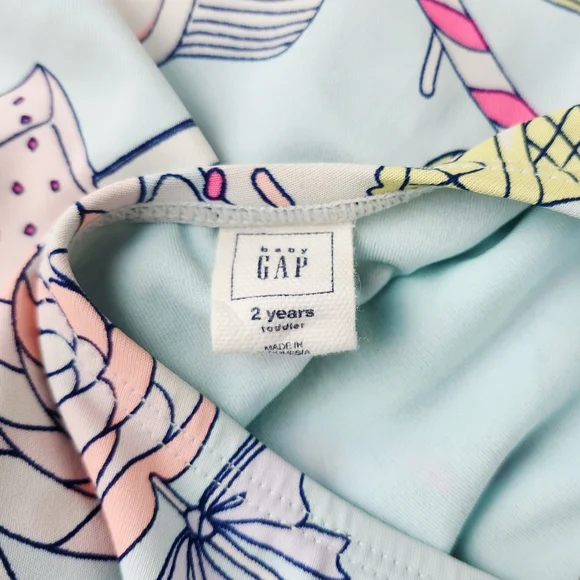 GAP Blue and Pink One Piece Swimsuit with Ruffled Straps - Picture 6 of 6